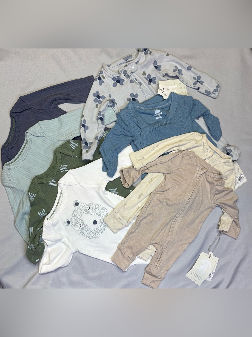 Carter's Baby Sleepers & Tops in Blue, Green, Cream, Tan, White 3M